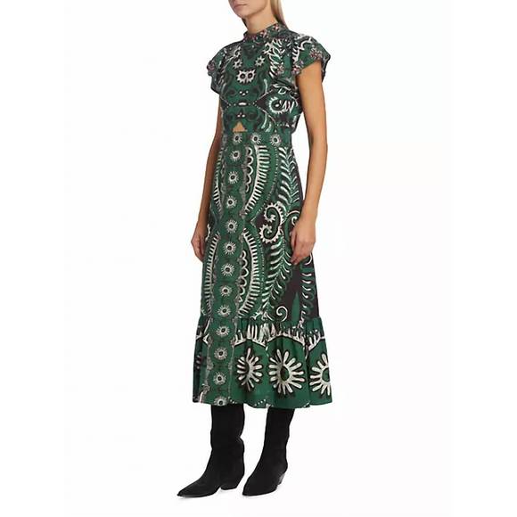 NEW SEA charlough print cut out dress in green - Picture 3 of 6